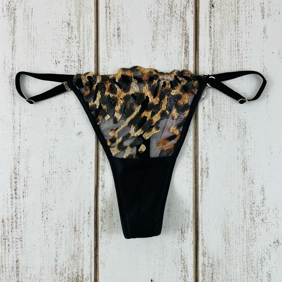 Victoria’s Secret Leopard Embroidery Adjustable Thong Pantie Medium - Picture 3 of 8